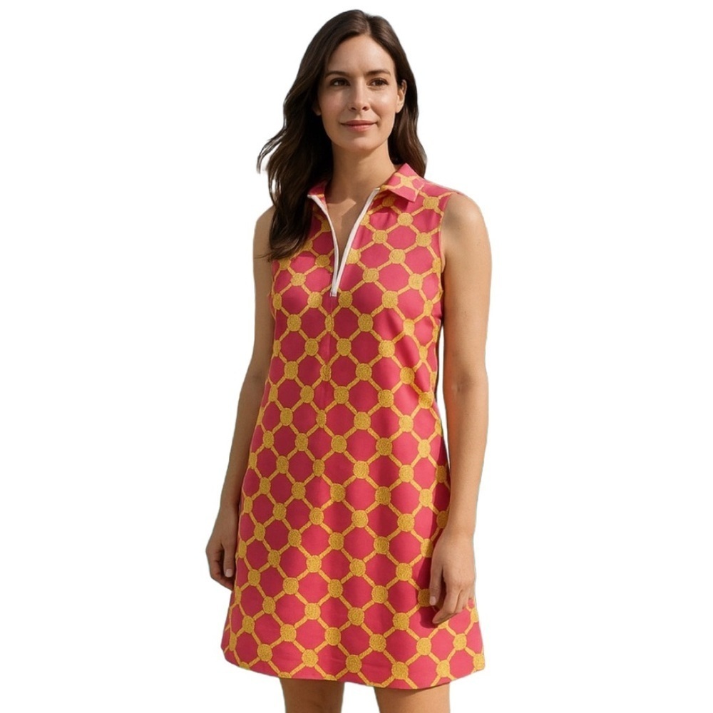 SAILOR SAILOR Dress in Pink & Yellow Rope Print Sleeveless Dress
